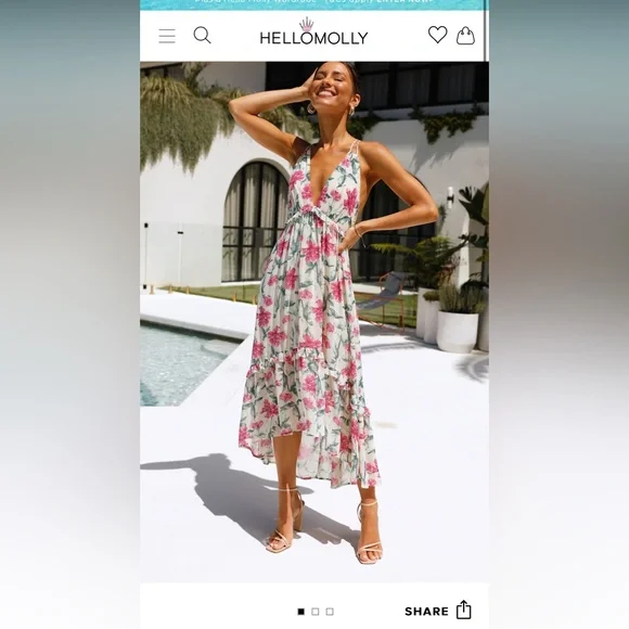 Hello Molly | Dresses | Hello Molly Floral Flowy Dress Open Back Adjustable  Straps Xs | Poshmark